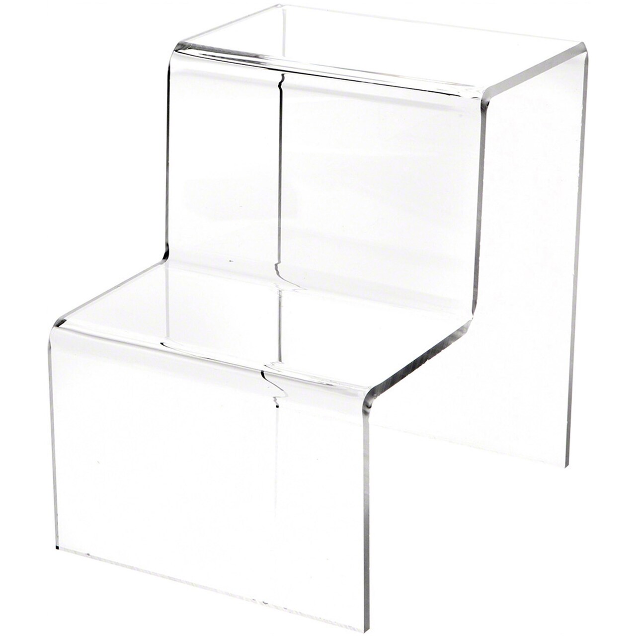 Plymor Clear Acrylic 2-Step Solid Back Display Stairs, 8.25" H x 6" W x 8.75" D